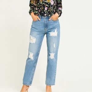 Cello denim jeans women's distressed holes straight leg mid rise SZ 3